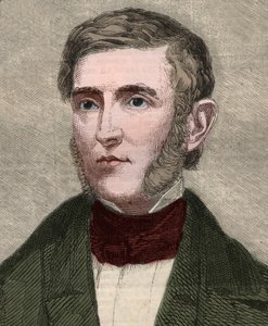 Portrait of George Bancroft, American historian and politician. Engraving in 