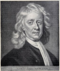 Portrait of Isaac Newton closely resembling the original preserved at the Berlin Observatory