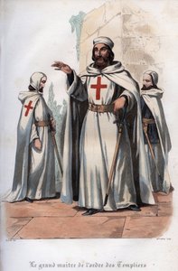 Portrait of James of Molay, Grand Master of the Knights Templar. Engraving from 1842 in Histoire des popes by Maurice Lachatre. Private collection. by Unknown artist