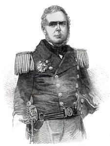 Portrait of John Pascoe Grenfell (1800-1869) navy officer and diplomat of the Empire of Brazil - Engraving 1852