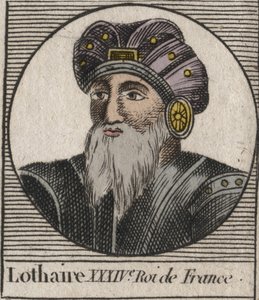 Portrait of Lothair (941-986), King of the Francs - engraving from 