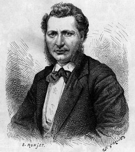 Portrait of Louis Riel (1844-1885), Canadian politician and defender of the Metis people. Engraving in 