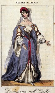 Portrait of Maria Garcia called the Malibran, singer in the role of Desdemona for Othello by Gioachino Rossini. Teatro alla Scala 1833 by Unknown artist
