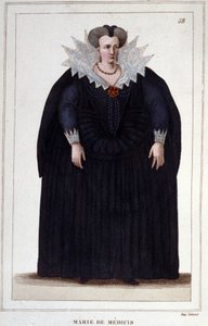 Portrait of Mary of Medici (1573 - 1642), Wife of Henry IV and Mother of Louis XIII. Engraving from 1830 by Unknown artist