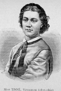 Portrait of Miss Tinné, Traveller (1835-1869) - engraving, 19th century by Unknown artist
