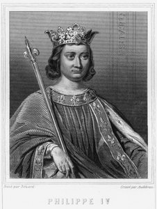 Portrait of Philip IV the Bel (1268-1314), King of France - in Histoire des Français by Lavallée, engraving, sd by Unknown artist