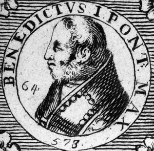 Portrait of Pope Benedict I. Engraving of the 19th century by Unknown artist