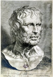 Portrait of Seneca (Lucius Annaeus Seneca, 4 BC-65 AD), philosopher of the Stoician school, playwright and a Roman statesman - Engraving 1638 by Unknown artist