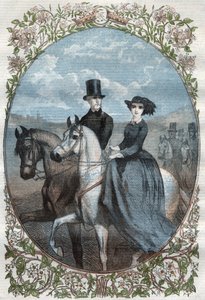 Portrait of Their Royal Highnesses Princess Victoria (1840-1901) and Crown Prince Frederick William of Prussia (1831-1888). Engraving from 1858 by Unknown artist