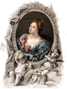 Portrait of Theophano, Byzantine Empress of the 10th Century. Engraving of the 19th Century by Unknown artist
