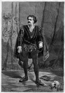 Portrait of actor Ernesto Rossi in the role of Hamlet by William Shakespeare at the theatre Ventadour in Paris in 1875.