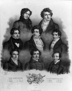 Portrait of different opera singers: Giovanni Battista Rubini, Luigi Lablache, Domenico Donzelli, Adolphe Nourrit, Choblet, Nicolas Prosper Levasseur, Louis Antoine Ponchard