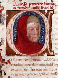 Portrait of the Italian poet Francesco Petrarca (1304-1374) (detail) from the manuscript 