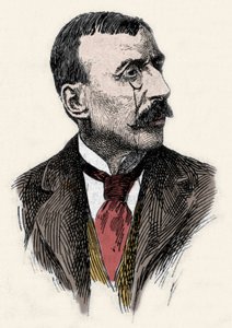Portrait of the Portuguese writer and diplomat Jose Maria de Eeca de Queiros (1845-1900). Engraving of the 19th century by Unknown artist
