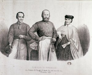 Portrait of the Patriot and Hero of the Risorgimento Giuseppe Garibaldi (1807-1882) with His Daughter Teresita and His Wife Stefano Canzio