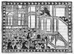 Preaching of G. Savonarola (Jerome Savonarola) - in Compendium of Revelatione, incunabule of 1496 by Unknown artist