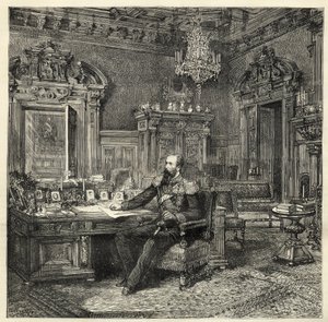 Prince Alexander of Bulgaria (1857-1893), in his study - Alexander of Battenberg - Portrait of Alexander I of Bulgaria or Alexander of Battenberg (1857-1893) in his work cabinet - 1886 by Unknown artist