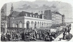 Quai des Augustins: Marche de la Vallee - Engraving in 