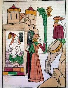 Raimondin spying on his wife Melusine in the bath