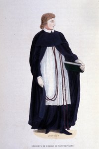 Religious of the Order of the Holy Sepulchre. Engraving from an Album on Religious Orders, Paris by Unknown artist