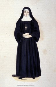 Religious of the Visitation, an order founded by Saint François de Sales and Saint Jeanne de Chantal in 1610. Engraving of the 19th century. by Unknown artist
