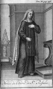 Religious order. Novice of the Order of St. Rosalia in Palermo in Sicily in the 17th century. In History of military orders or knights, of the secure and routine militias of both sexes, which have been established until now. Edition taken from Abbe Gius