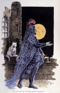 Representation of a ghost on a full moon night. Engraved 1894