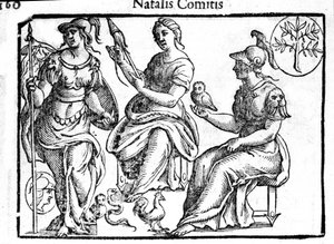 Representation of the divinity Athena. Engraving from Mythologiae sive explicationes fabularum by Natalis Comitis. 1637
