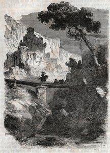 Rodomont defeated by Bradamante - engraving of 1851 from Furious Roland (Orlando furioso) (16th century) by Ludovico Ariosto, known as the Ariosta - Edition translated from Italian by the Count of Tressan and published by Gustave Harvard 1851