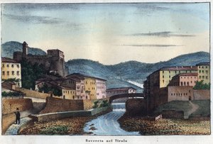 Rovereto city in Trentino in northern Italy - 19th century - engraving from Usi e Costumi di Tutti i Popoli dell