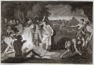 Royaumont Bible, New Testament: Sinking of St. Paul. He is Bitten by a Viper Without Harm. Illustration from 1811 by Unknown artist