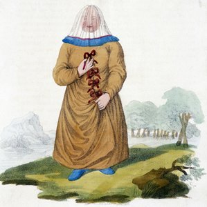 Russian woman of an Ostiak tribe in traditional costume (Khanty or Khante: Paleosiberian hunters, established in the forest area of the middle Ob valley) by Unknown artist