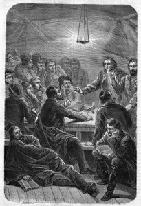 Sale (Reunion) of Carbonari. Engraving of 1864. by Unknown artist