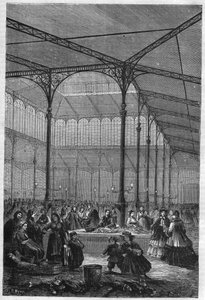 Sale of fish at the auction in the Halles de Paris in 1866