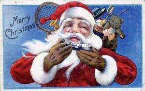 Santa Claus and his toy hood - American postcard, late 19th century by Unknown artist
