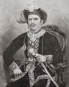 Sayajirao Gaekwad III, Aged 17, Maharaja of Baroda State, India (engraving) by Unknown artist