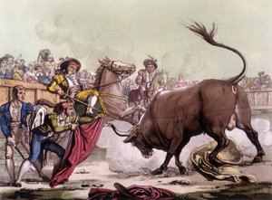 Scene of bullfighting in Spain, circa 1820