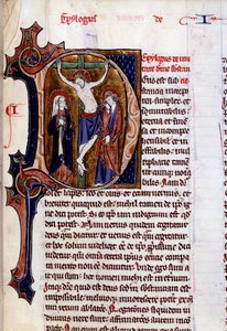Scene of crucifixion in a letterhead (letter D)