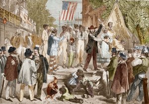 Slave sale in Richmond, United States in 1864.