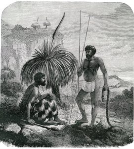 Snake Hunters in Australia (Engraving 1868)
