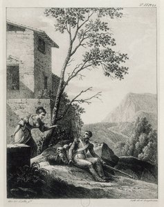 Spanish woman warning a soldier about the arrival of the guerrilla El Empecinado by Unknown artist