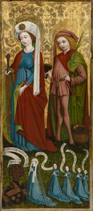 St. Catherine and St. Vitus with Anna von Freiberg and Her Daughters by Unknown artist