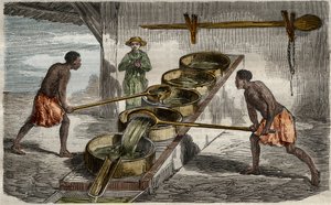 Sugar Manufacturing: Boilers to Cook Sugar Cane Juice in the West Indies, 1859