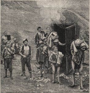 Sulfur Mining in Sicily, Drawing by Unknown artist