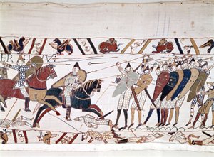 The Battle of Hastings, won by William I the Conqueror on 14/10/1066. Bayeux tapestry, known as Embroidery of Queen Mathilde. by Unknown artist