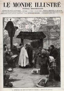 The Benediction of Easter Eggs in Galicia - Engraving in 