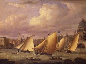 The Cumberland Fleet Racing Above London Bridge by Unknown