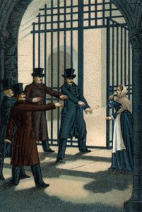 The Four Sergeants of La Rochelle accused under the Restoration of wanting to overthrow the monarchy and guillotined in 1822. Their crime is to belong to the Charbonnerie (Carboneria). by Unknown artist