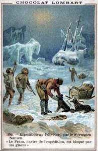 The Fram, boat of the Norwegian explorer Fridtjof Nansen, caught in the ice of the Arctic Ocean in 1896
