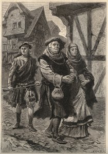 The Glover Accompanying His Daughter to the Church - 19th century illustration for the historical novel 